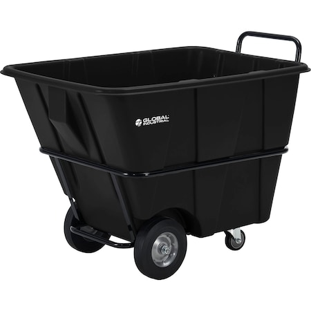 Global Industrial Heavy Duty Plastic Tilt Truck, 1/2 Cu. Yd. Cap, 1400 Lbs. Cap, Black 800352HD